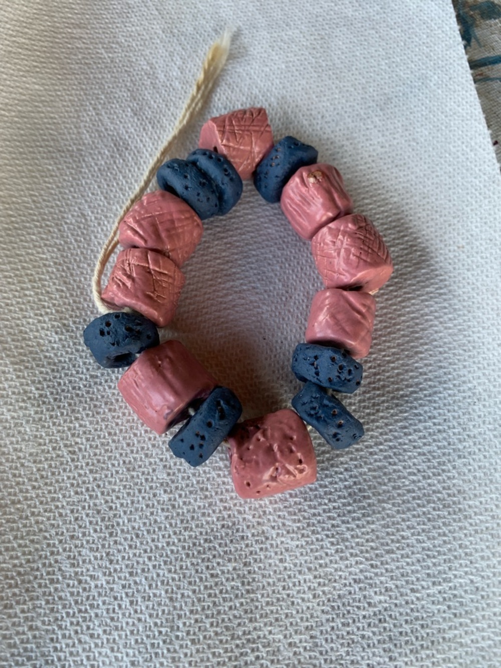 Handcrafted Pink and Navy Bead Bracelet - Women's Jewelry